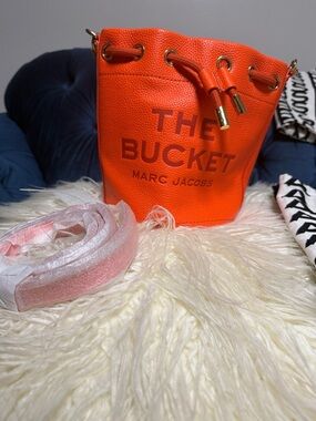 Marc Jacobs Orange Leather Drawstring Bucket Bag